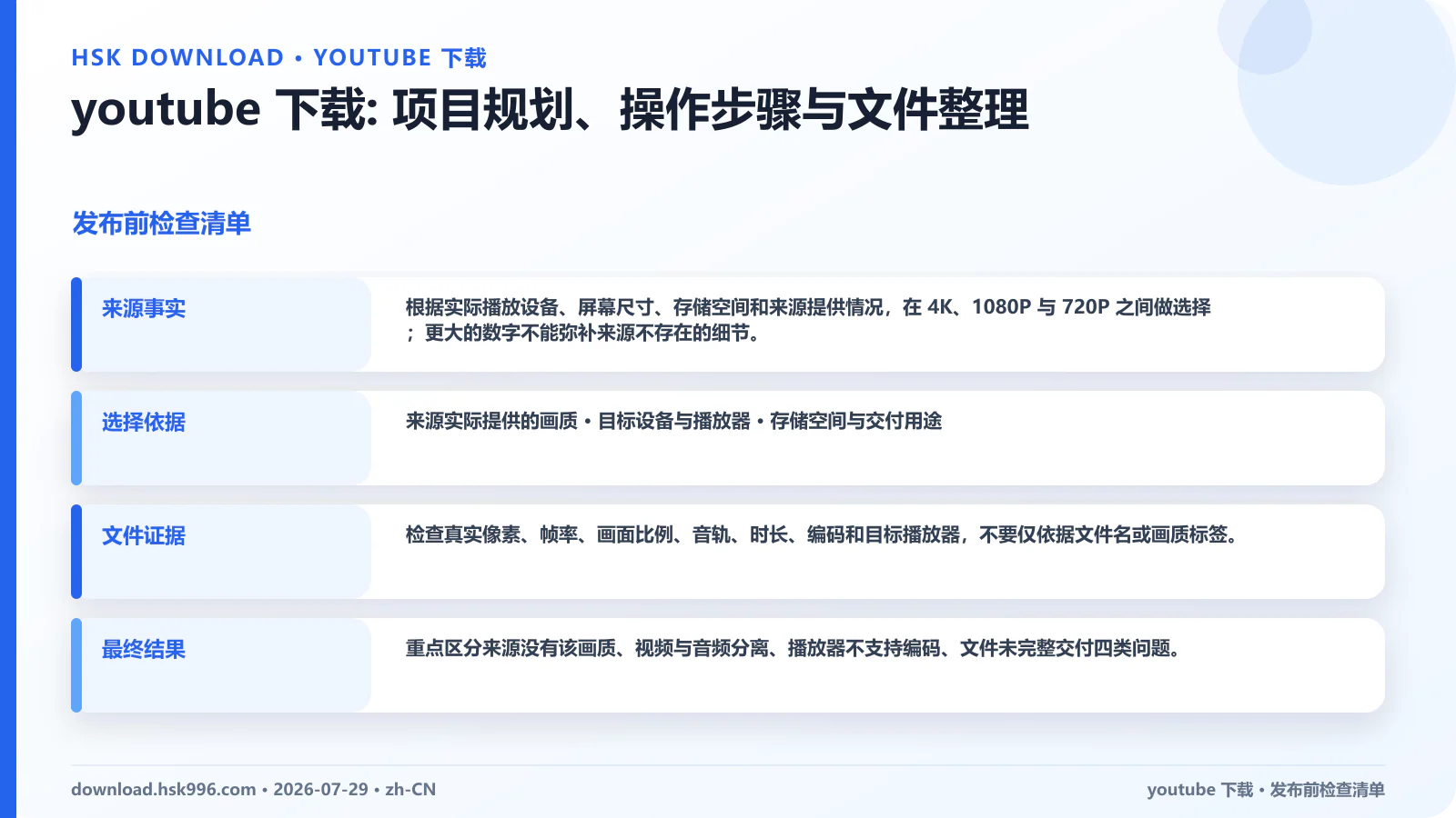 youtube 下载: 项目规划、操作步骤与文件整理 — 发布前检查清单