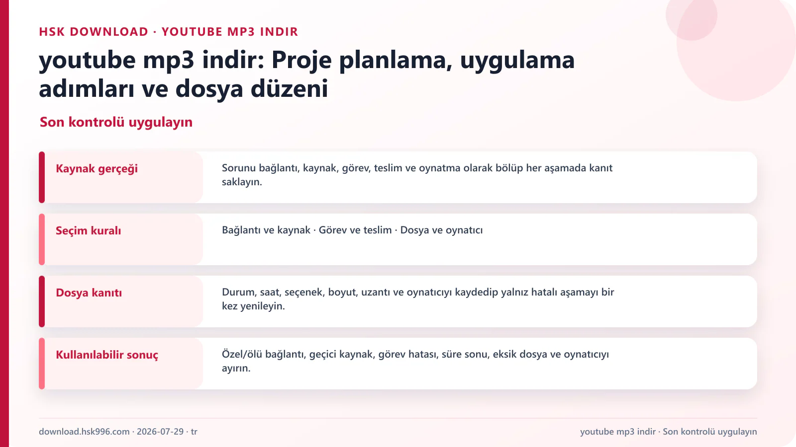 youtube mp3 indir: Proje planlama, uygulama adımları ve dosya düzeni — Son kontrolü uygulayın